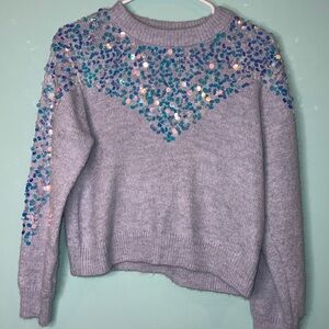Zara kids Sequin Embellished Lavender Sweater size large girls